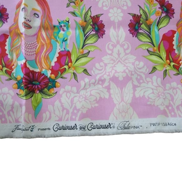 Tula Pink Curiouser & Curiouser Alice in Sugar Wonderland Fabric Pink 1/2 Yard - Picture 3 of 3